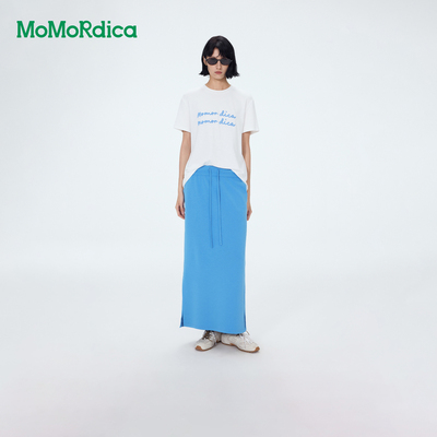 【豆乳家族】MoMoRdica 撞色字母印花短袖T恤女/ 爆款高腰长半裙