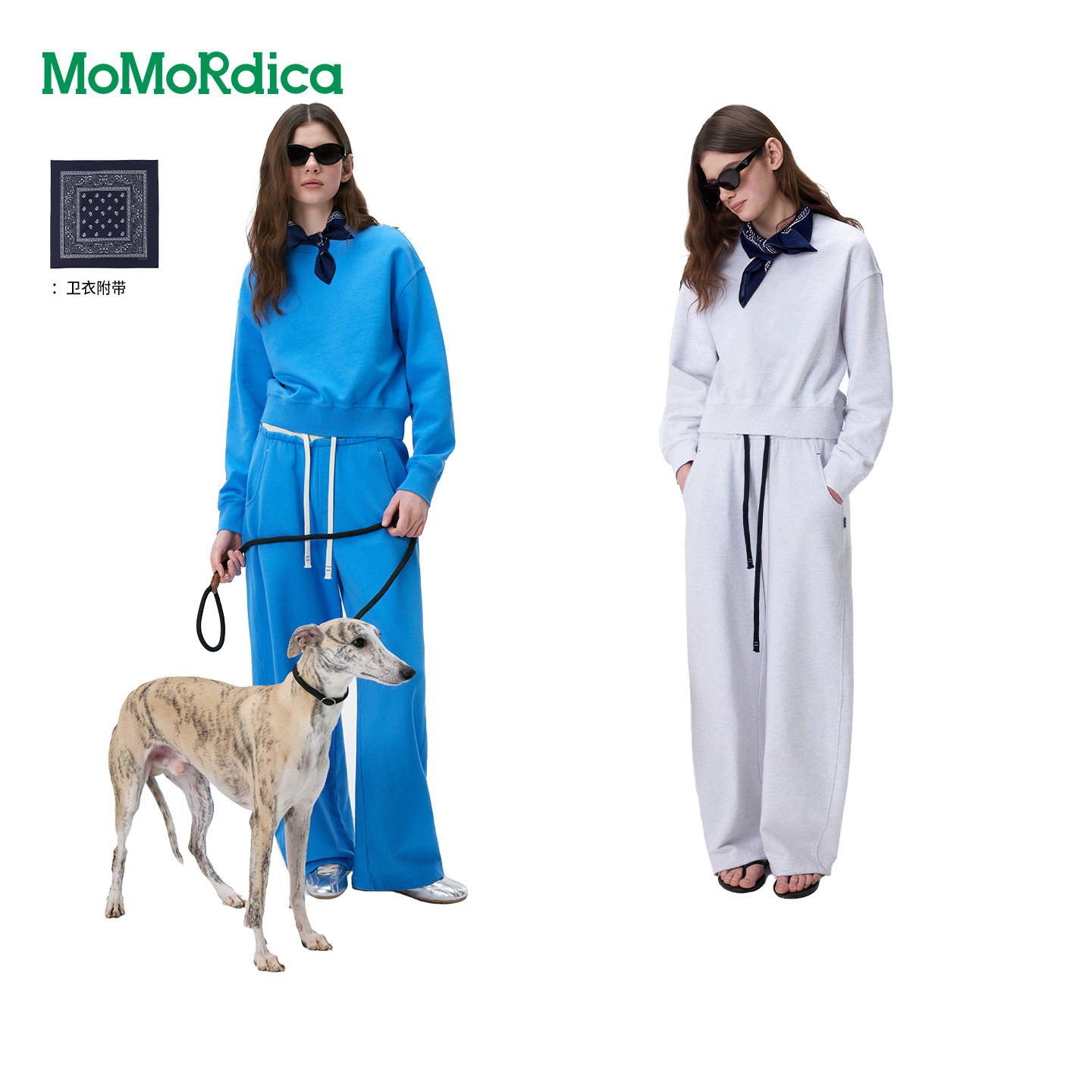 Momordica 时尚休闲运动短款圆领卫衣/撞色直筒显瘦休闲长