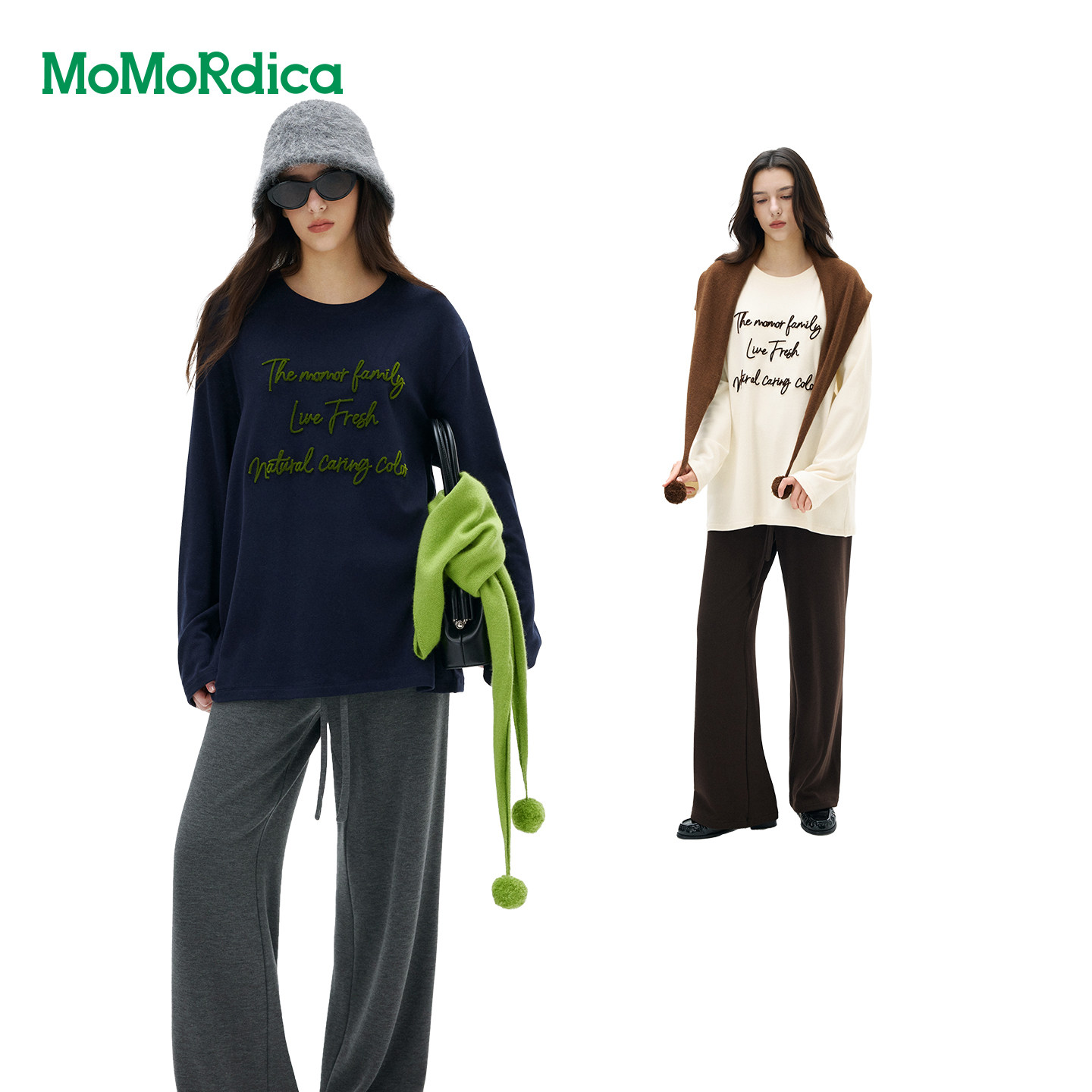 Momordica 长袖T恤/绵羊毛时尚围巾