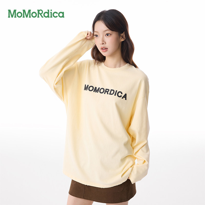 MoMoRdica 2026秋季新款圆领字母长袖T恤女棉针织内搭宽松上衣女