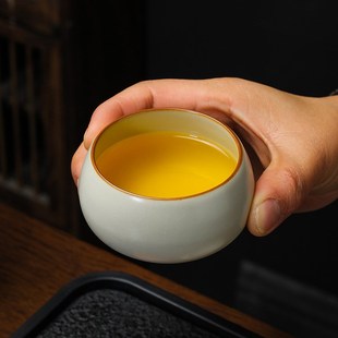 陶瓷茶壶茶杯套装 黄汝窑宿舍茶具个人专用办公室中式 家用一套茶盘