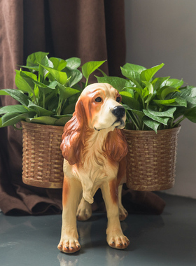 可爱狗家装装饰摆件家居饰品客厅室内落地花几花盆架欧式阳台花架