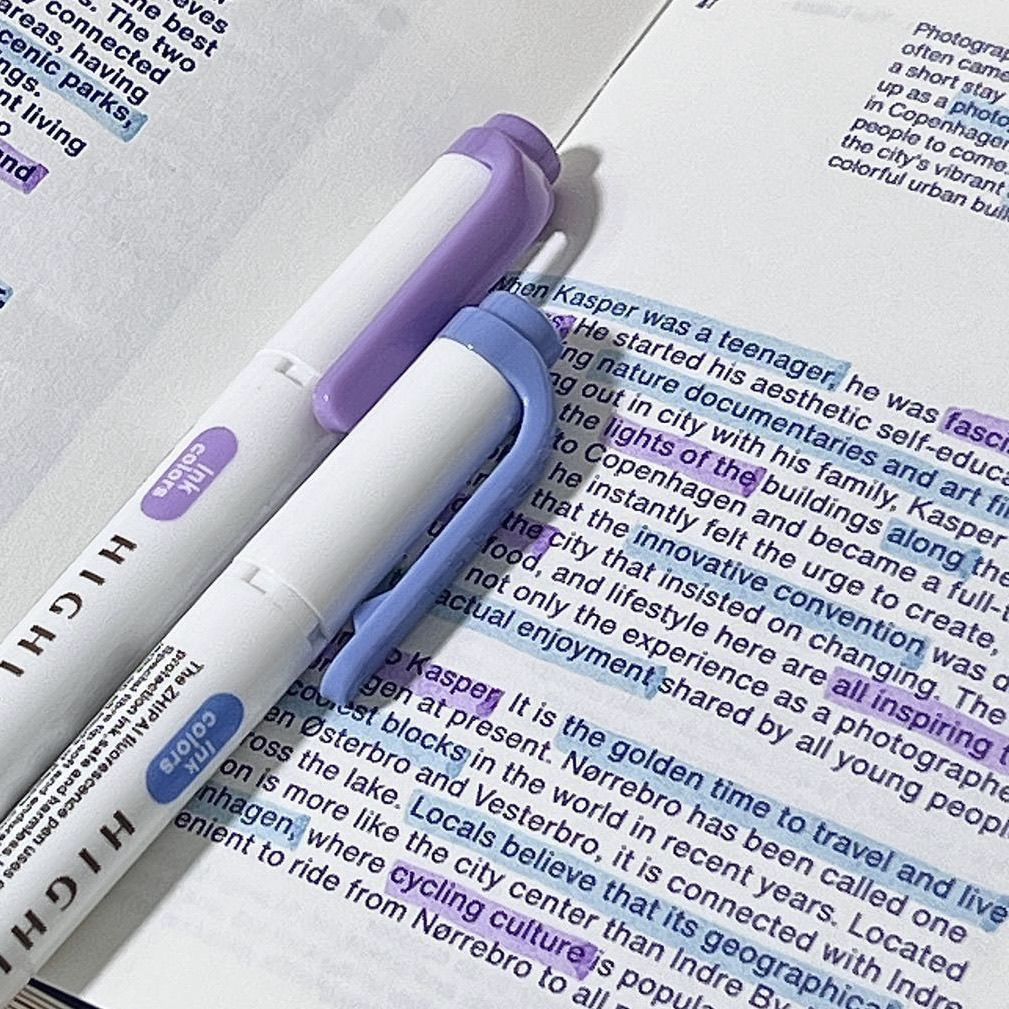 双头笔荧光笔学生标记笔重点不晕染手账大容量耐用记号笔柔和