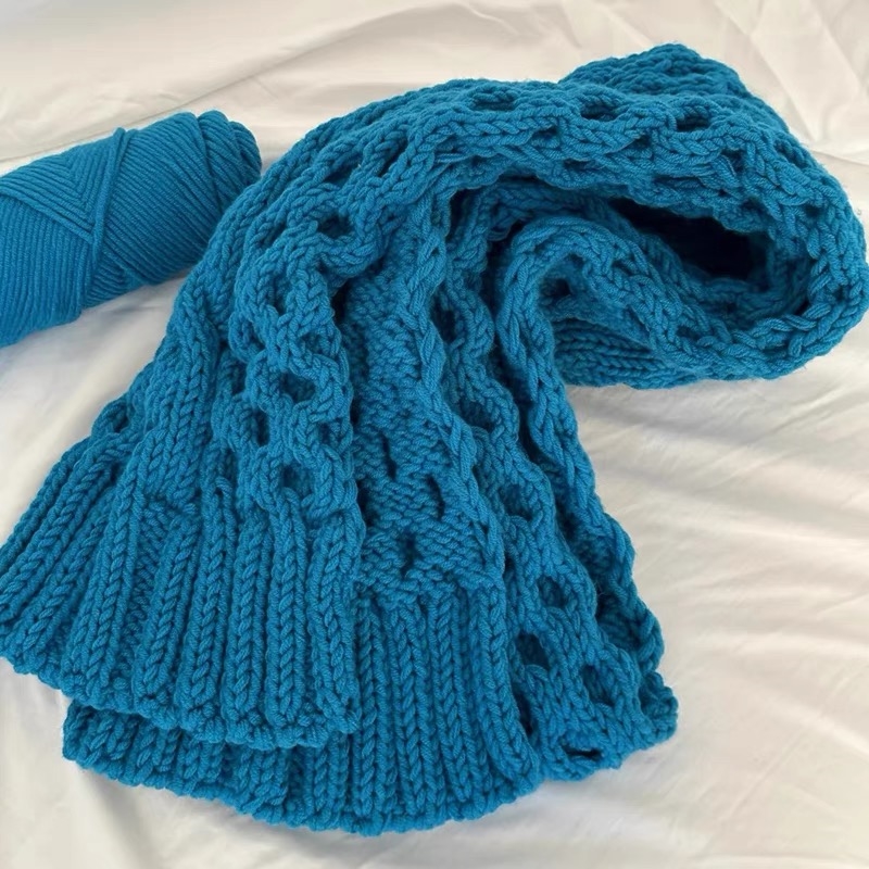 日剧初恋蓝围巾手工diy毛线材料包冬季自制编织礼物围脖送男朋友