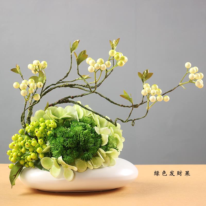 大红色歺餐桌花假花仿真花摆件高档2021新款客厅摆设加花瓶装饰花