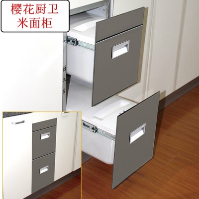 厨房嵌入式玻璃镜面双层缓冲抽屉米箱面箱整体橱柜内置储谷物米柜
