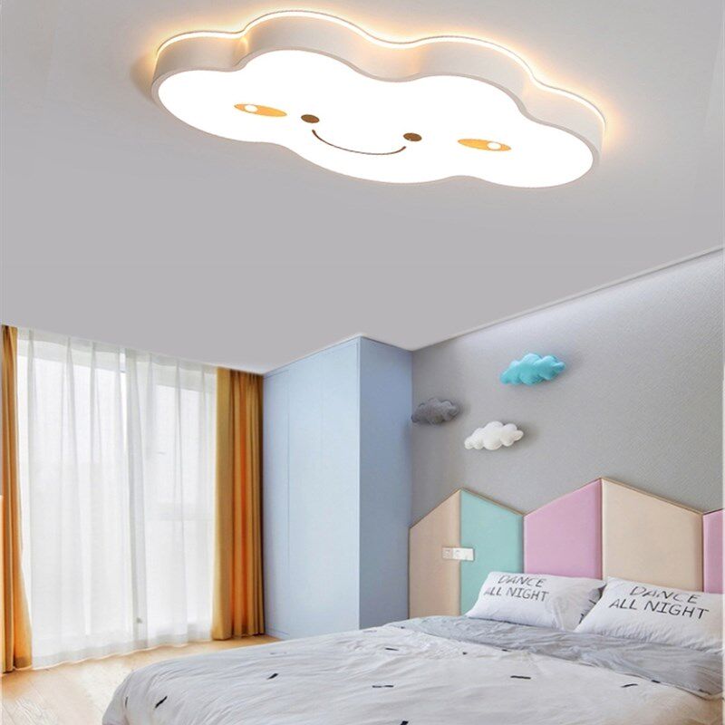 护眼儿童卧室灯现代简约创意led吸顶灯具笑脸卡通幼儿园云朵灯具