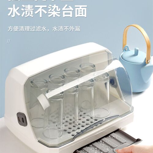 防尘装水杯置物架茶杯架厨房家用沥水托盘架子玻璃杯杯子收纳盒箱
