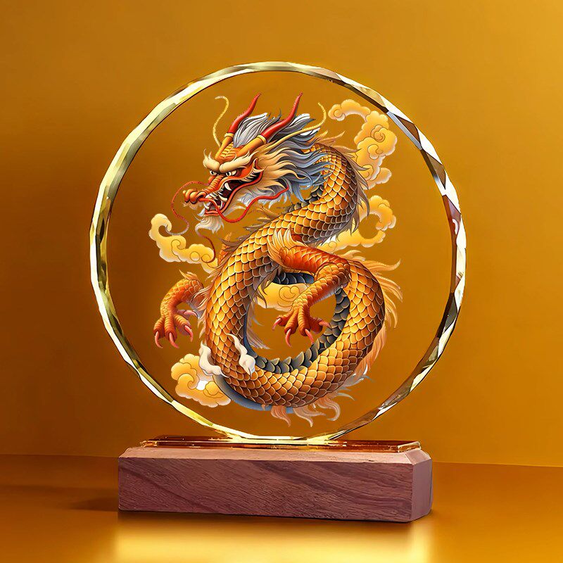 金龙祥瑞水晶摆饰生肖龙桌面装饰工艺礼品摆饰镇宅风水摆饰送礼乔