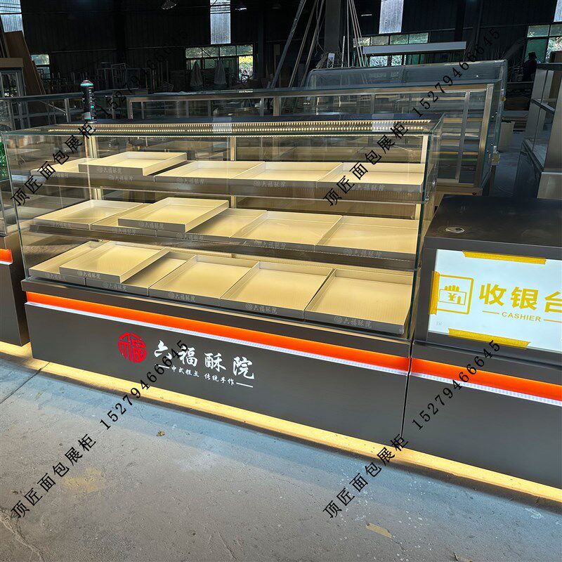 新款中式糕点柜面包蛋糕展示柜桃酥饼干柜台不锈钢点心陈列柜玻璃
