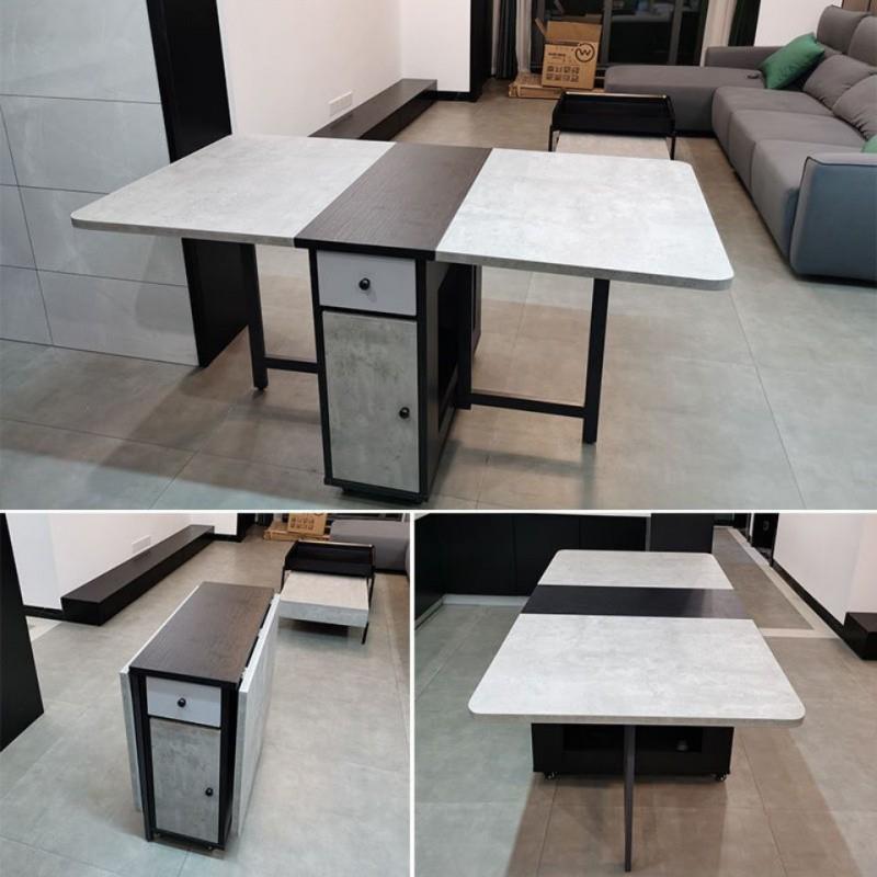 【折扣价】V5C小户型家用折叠餐桌可移动带轮伸缩多功能餐桌椅简