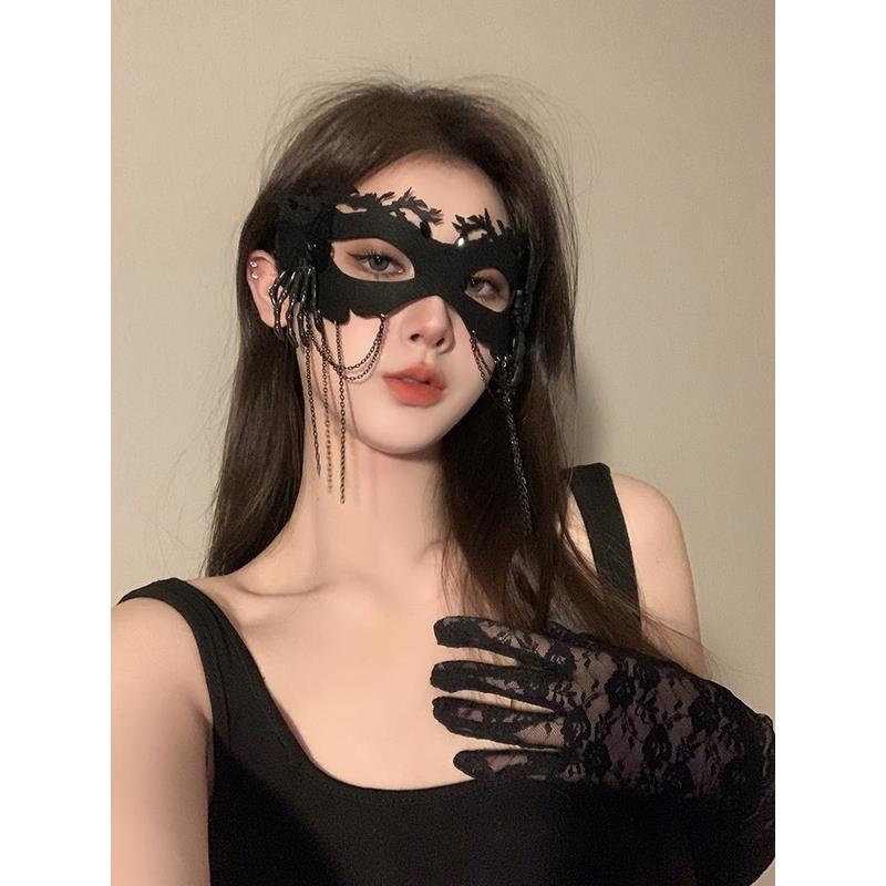 黑色花朵面具假面舞会装扮道具晚会年会半脸面具眼罩化妆之夜面罩