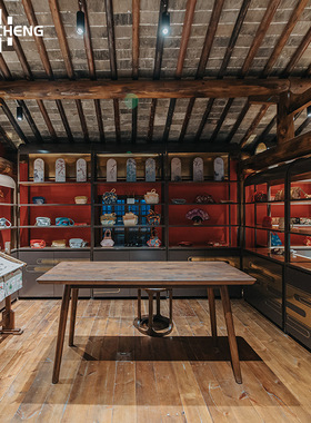 文创国风丝绸丝巾展示柜旅游区书签礼品展示道具刺绣纪念品中岛柜