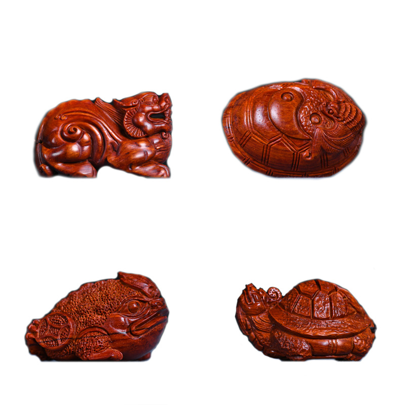 极速印度小叶紫檀貔貅金蟾龙龟z麒麟手把件紫檀木雕刻摆件红木手