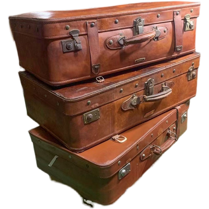 极速老上海老式手提箱旧皮箱 复古摄影道具箱子民国.怀旧老物件