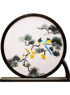 极速纯手工刺绣i摆件苏绣双面摆台家居饰品办公室特色工艺品送老