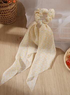 极速Hair band Silk scarf 20G22年新款雪纺碎花飘带发圈 发带丝