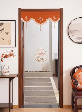 极速中式葫芦刺绣高透pvcv软门帘冬季保暖防风挡风免打孔家用隔断