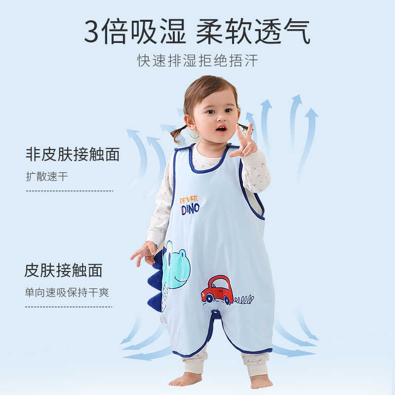 速发儿童睡袋夏天宝宝无袖背心式马甲夏季薄款防踢被子婴儿睡袋春