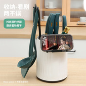 极速厨房旋转刀架筷子o笼多功能沥水刀具一体式 置物架餐具收纳层