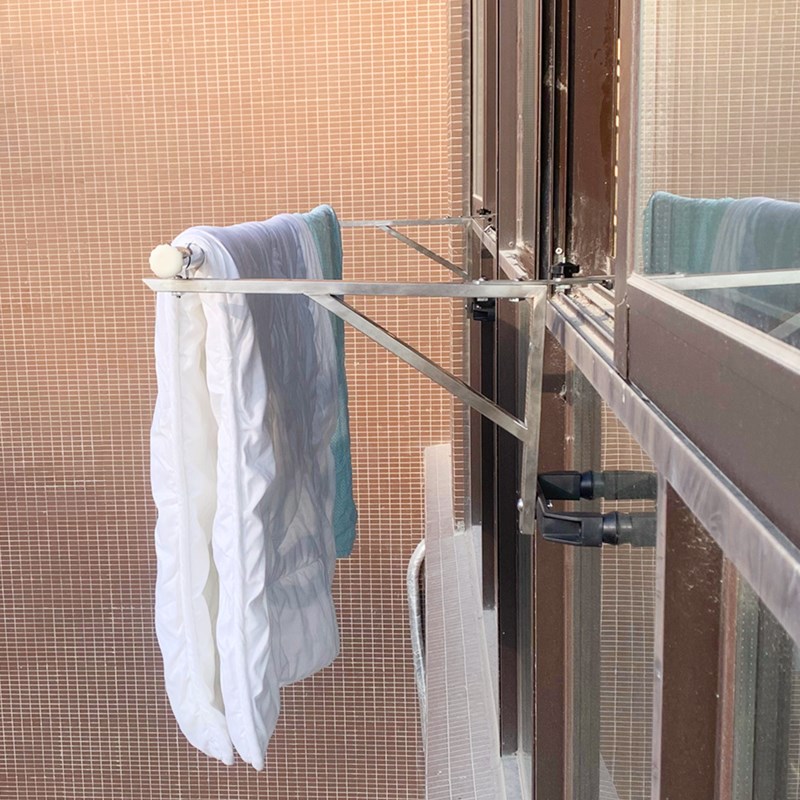 极速不锈钢窗户免打孔晾衣架阳台晾衣晒I被神器防盗窗护栏窗外晾
