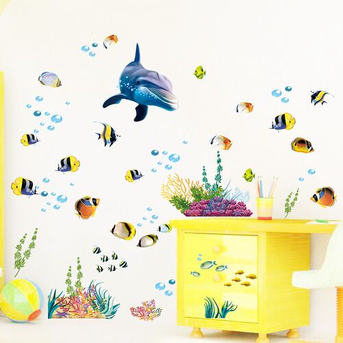 极速Waterdproof bathroom kitchen wall sticker ocean deep wat
