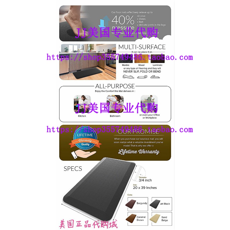 速发LINKYO Anti Fatigue Mat - Kitchen & Office Standing Flo