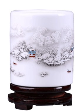 极速陶瓷笔筒创意时尚t办公笔筒收纳盒桌面摆件陶瓷毛笔笔筒