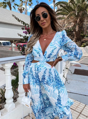 极速Women Tunic Beachp ver Up 2022 Summer Sexy V-Neck Backle