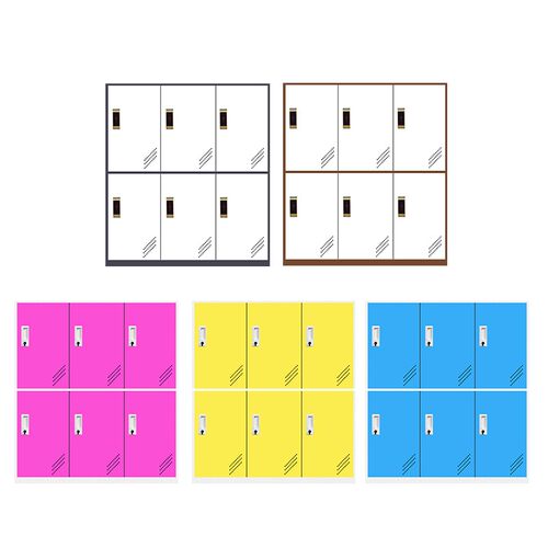 极速彩色铁皮更衣柜多门员工带锁储物存包健身房换V衣隔断矮柜门