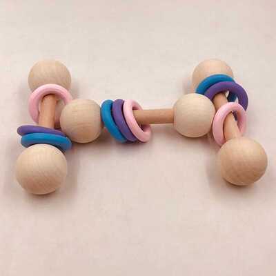 极速Lets Make Baby Beech Wooden REattle 1pc Rattle Soother