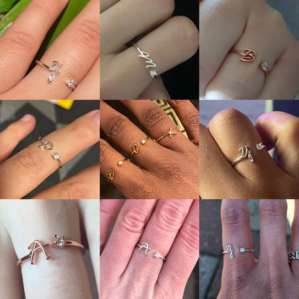 极速Exquisite Simple Initial LetterE Rings For Women Stackab