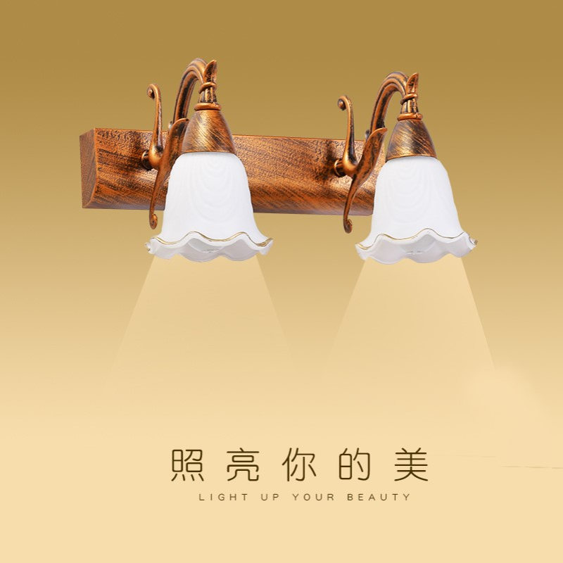 欧式镜前灯美式led浴室灯卫生间镜柜梳妆台壁灯防水E14螺口免打孔