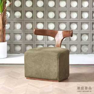 北欧复古休闲椅实木单人沙发椅书房客厅简约椅子设计师椅家居