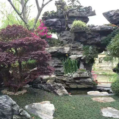 英石假山 叠石流水 庭院流水假山鱼池制作 景观石假山石灵璧石