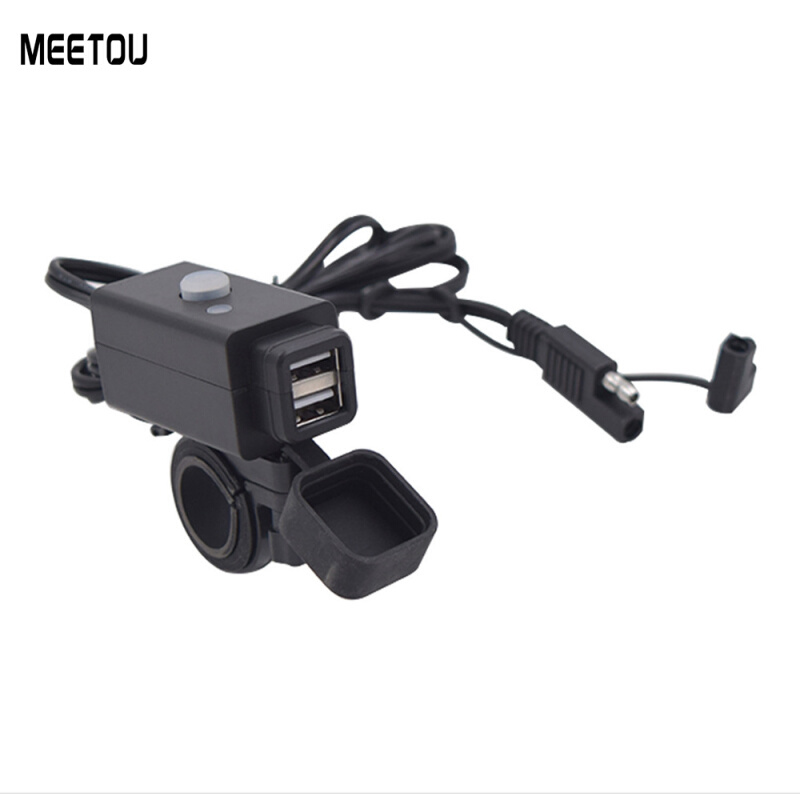 摩托车车载方形防水带开关指示灯双USB手机充电器 摩托车配件