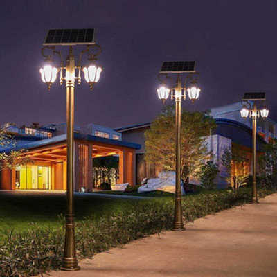 太阳能户外庭院灯防水复古怀旧公园花园景观灯别墅门庭灯家用路灯