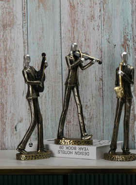 极速创意复古乐器人m物摆件客厅酒柜样板房书架家居装饰树脂工艺