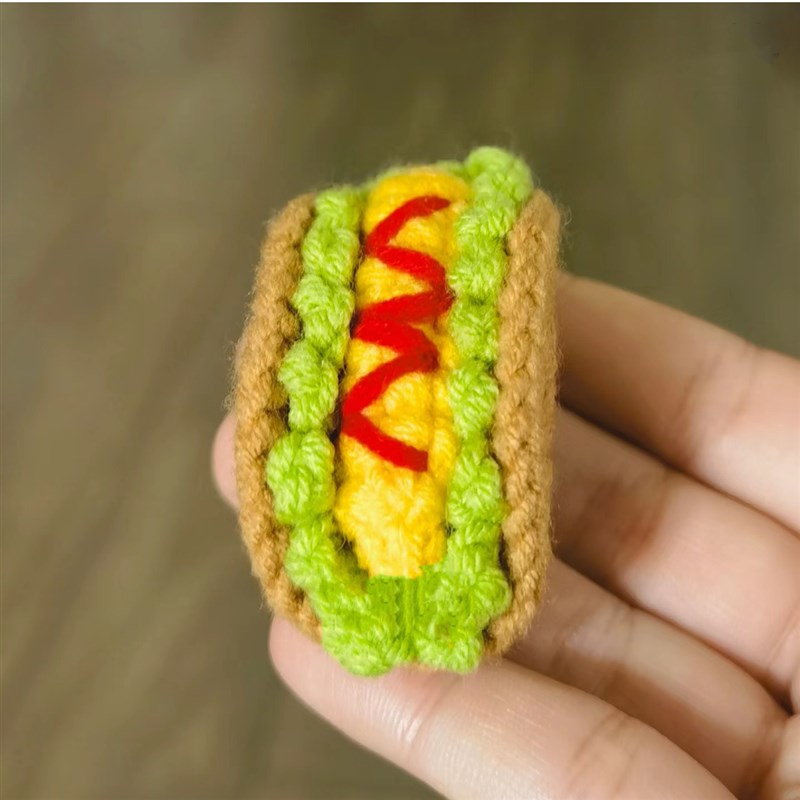极速毛线钩针钩织麦当劳包汉堡薯条钥匙扣挂件编Q织diy材料包自制
