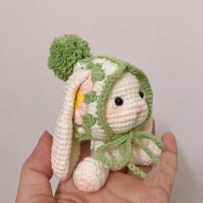 极速手工钩针编织垂耳兔祖母格兔B子diy材料包自制毛线包挂件手工