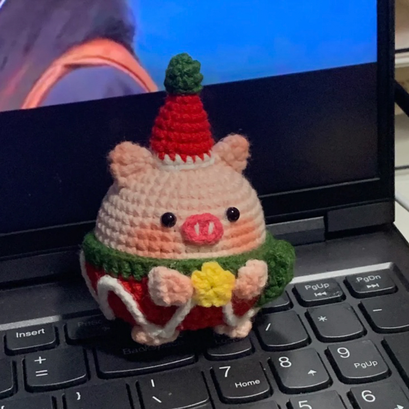 极速手工自制礼物圣诞猪猪车钥匙扣包挂件钩针玩偶T毛线DIY编织材
