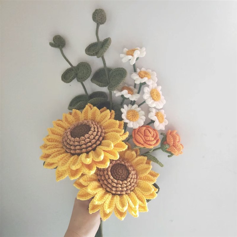极速520礼物g毕业礼物送同学向日葵玫瑰钩针材料包diy手工编织小