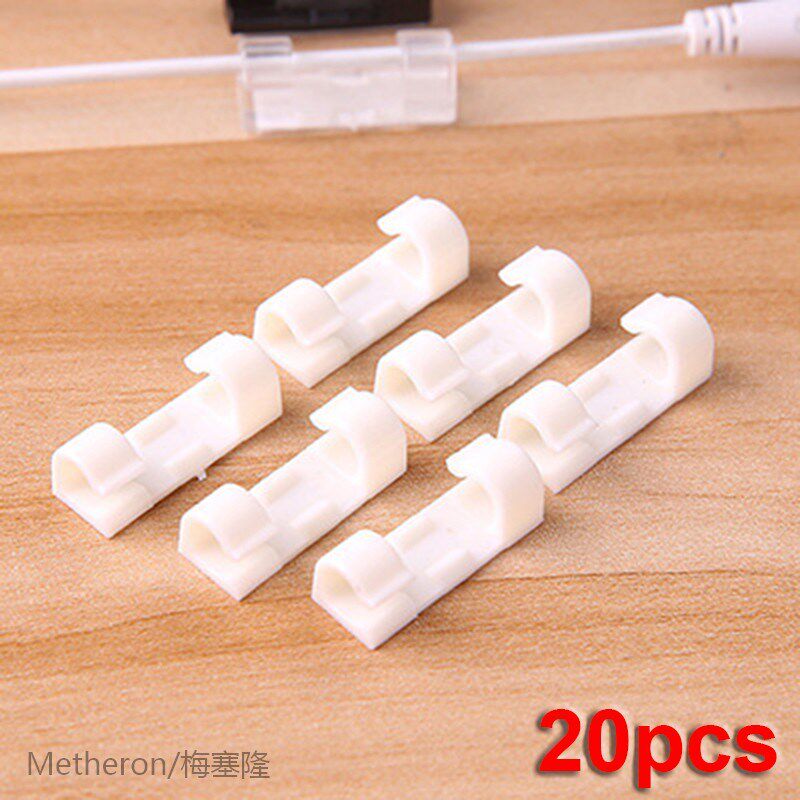极速20Pcs Self Stick Wire Cable Cord Clips ClamRp Table Wall