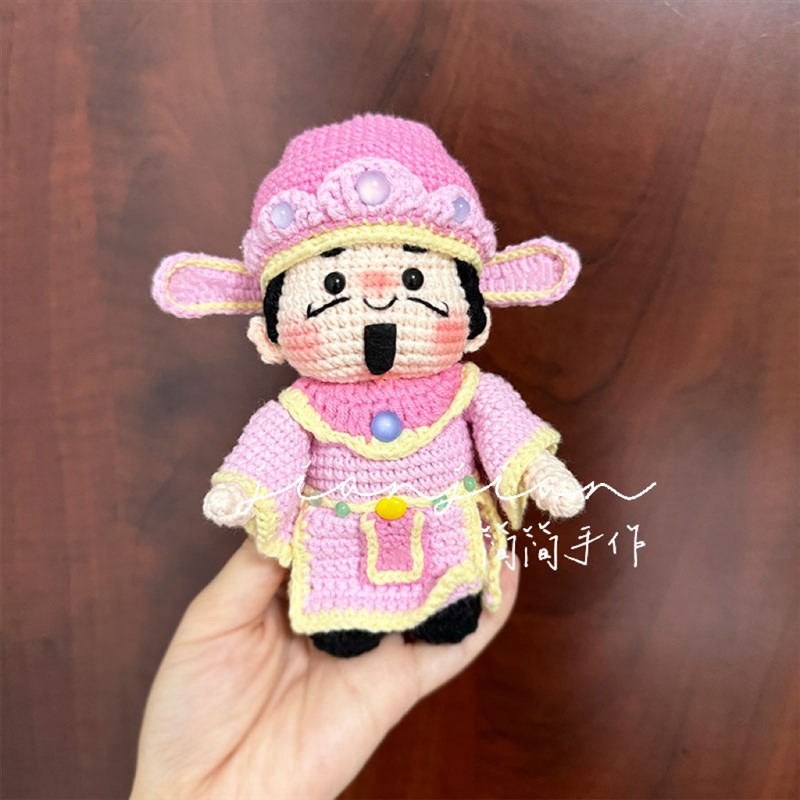 极速手工编织成品财神爷车挂件钩针D毛线招财后视镜挂饰diy材料包