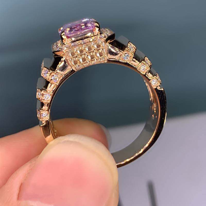 极速Huitan Aesthetic Pinku Cubic Zirconia Engagement Ring fo