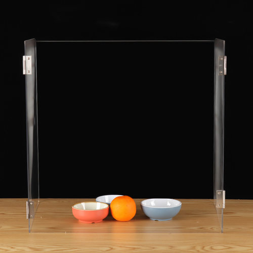 极速压克力防飞i沫挡板U型带铰链压克力隔离板有机玻璃插槽挡板