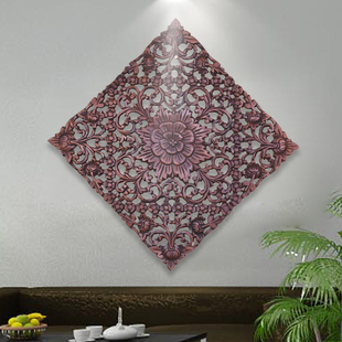 极速泰国实木雕花板东南亚风格酒店墙H面装饰挂板复古怀旧原木雕