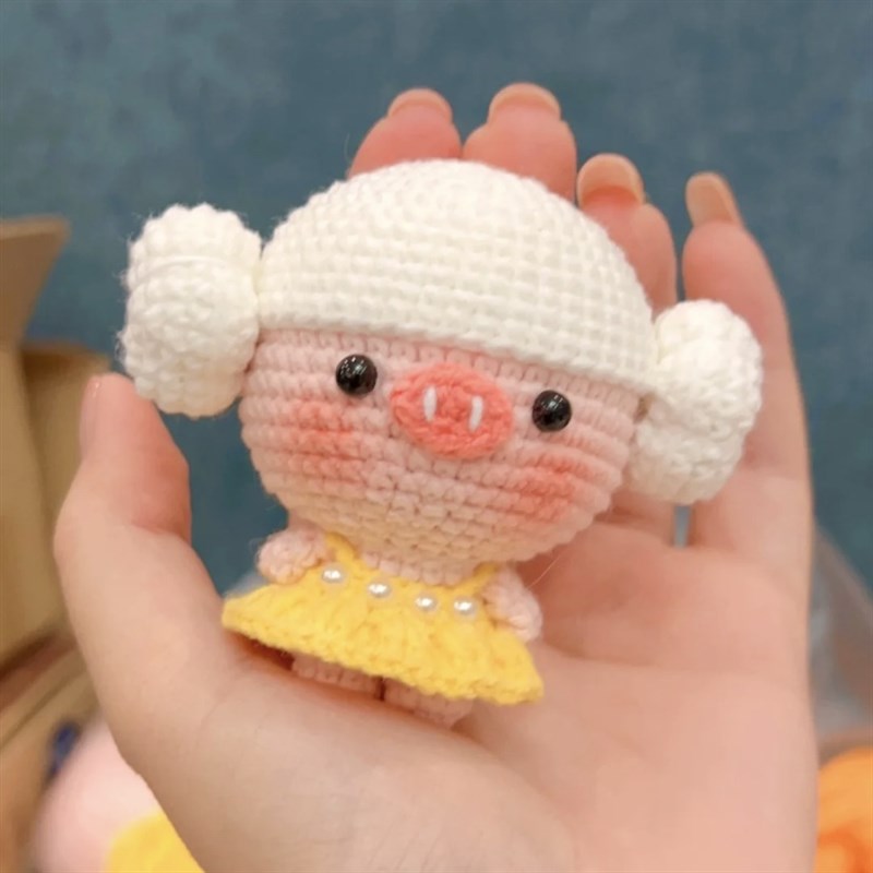 极速DIY街吸小猪带浴帽包挂件钥C匙扣钩针毛线手工编织材料包自制
