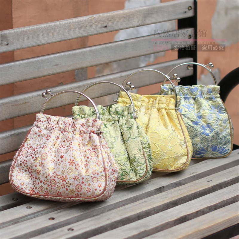 极速女士金丝织锦缎复古手t提手拎包铁腕包特色旗袍包随手包手腕