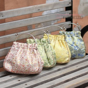 极速女士金丝织锦缎复古手t提手拎包铁腕包特色旗袍包随手包手腕